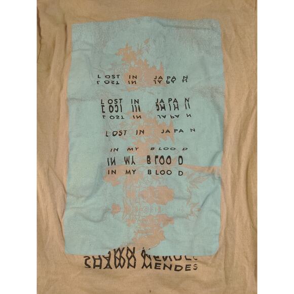 Womens Shawn Mendes Long Sleeve T Shirt Size Small Lost in Japan Beige Merch - Picture 2 of 12